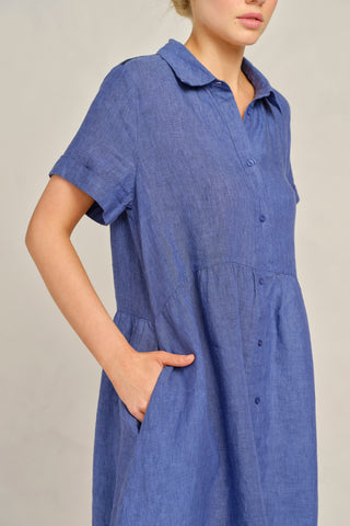 Maxine Lace Linen Dress In Denim