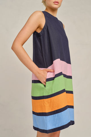 Rosalini Linen Dress In Navy