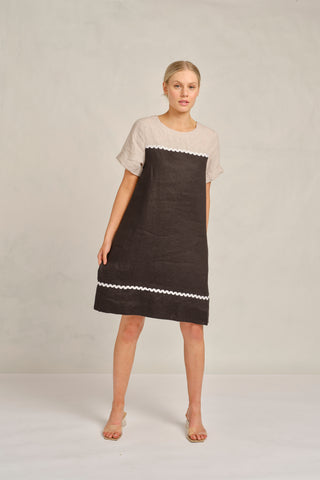 Laine Linen Wave Dress In Black