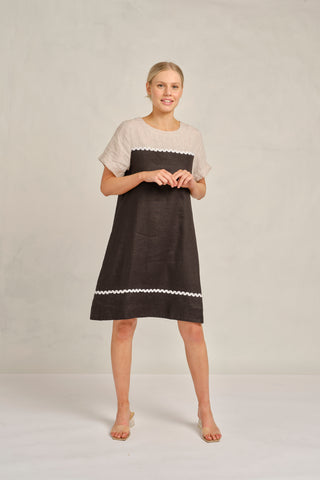 Laine Linen Wave Dress In Black