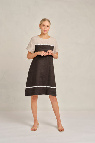 Laine Linen Wave Dress In Black