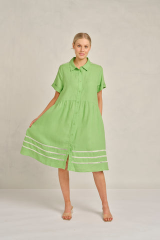 Maxine Linen Dress In Apple