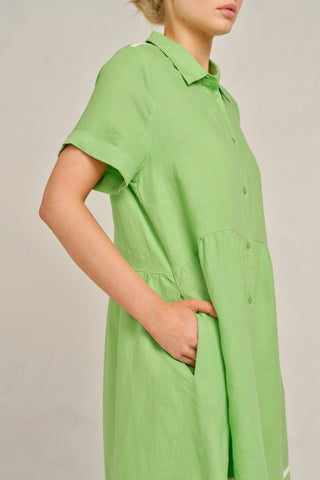 Maxine Linen Dress In Apple