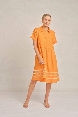 Maxine Linen Dress In Papaya