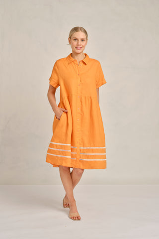 Maxine Linen Dress In Papaya