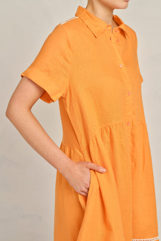 Maxine Linen Dress In Papaya