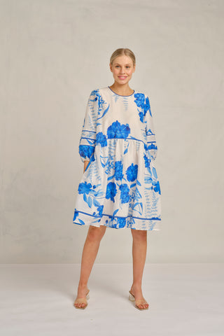 Holly Cotton Silk Dress In Blue Quartz