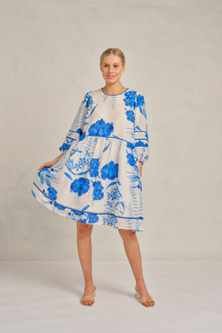 Holly Cotton Silk Dress In Blue Quartz