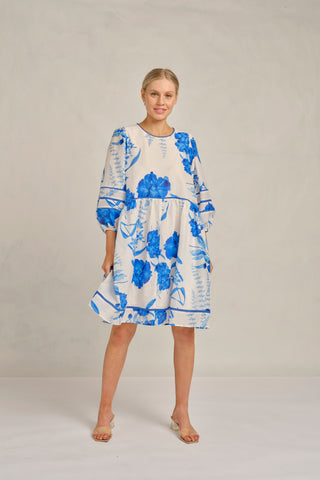 Holly Cotton Silk Dress In Blue Quartz