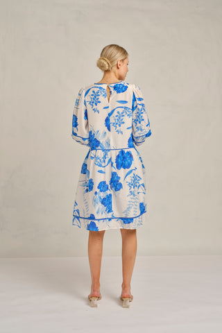 Holly Cotton Silk Dress In Blue Quartz