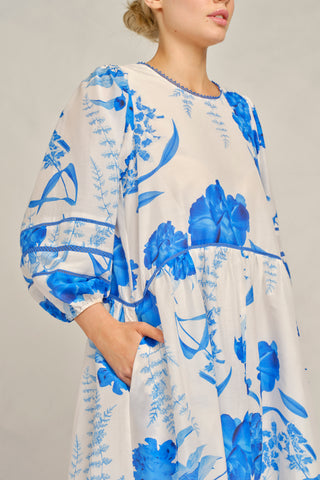 Holly Cotton Silk Dress In Blue Quartz