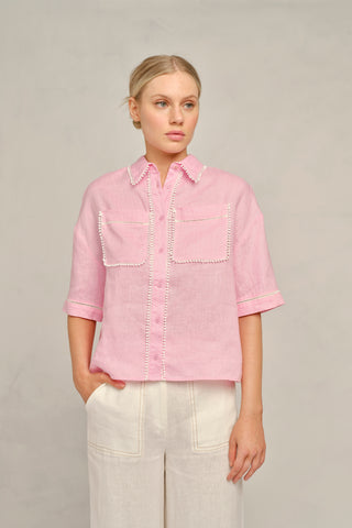 Pippa Lace Shirt in Lolly