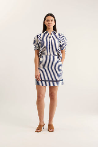 Saskia Bretton Skirt  In Navy/White