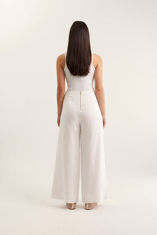 Atlas Linen Pant  In White