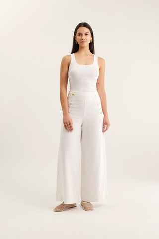 Atlas Linen Pant  In White