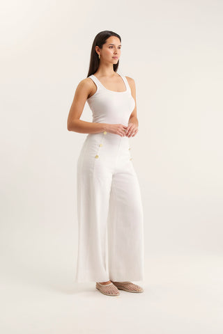 Atlas Linen Pant  In White