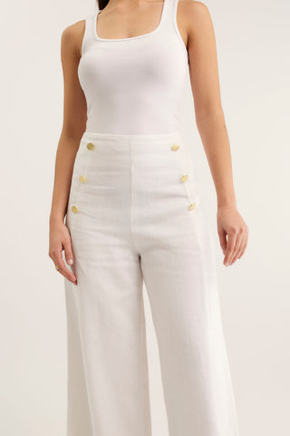 Atlas Linen Pant  In White