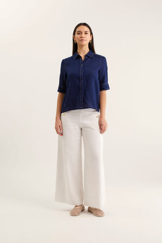 Ruby Linen Shirt  In Navy