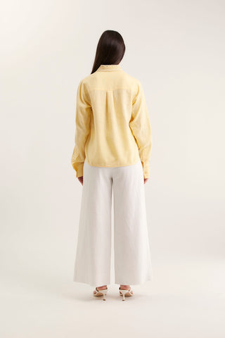 Lacey Linen Shirt In Lemon