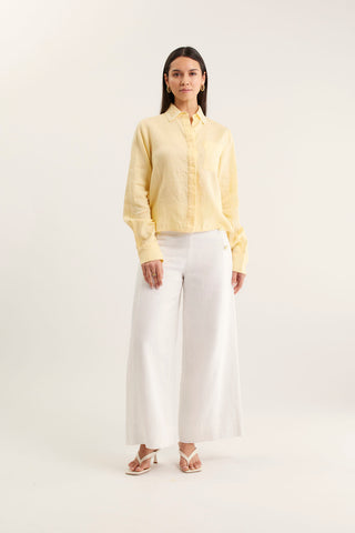 Lacey Linen Shirt In Lemon