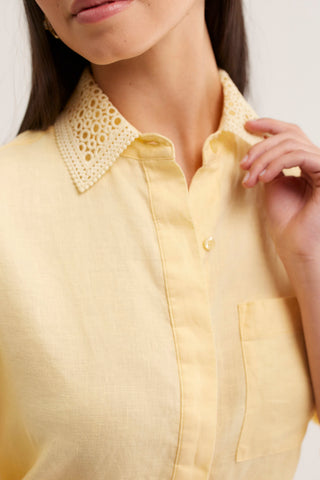 Lacey Linen Shirt In Lemon