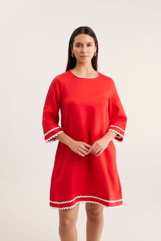 Claire Linen Dress In Red