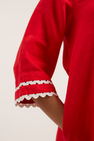 Claire Linen Dress In Red
