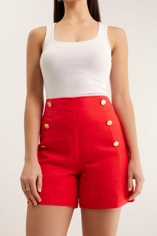 Atlas Linen Short In Red