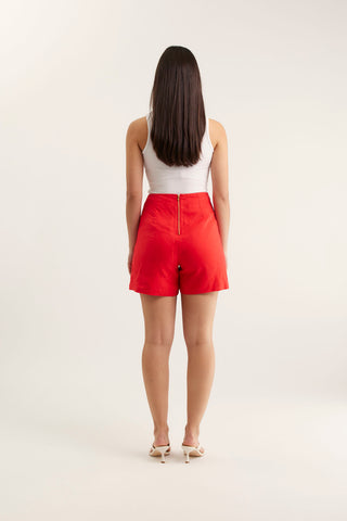 Atlas Linen Short In Red