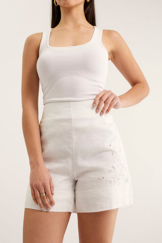 Atlas Linen Short In White