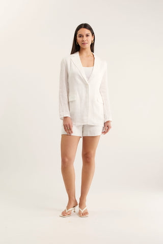 Lila Lace Linen Jacket In Ivory
