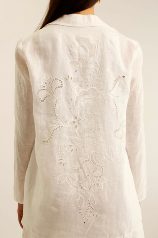 Lila Lace Linen Jacket In Ivory
