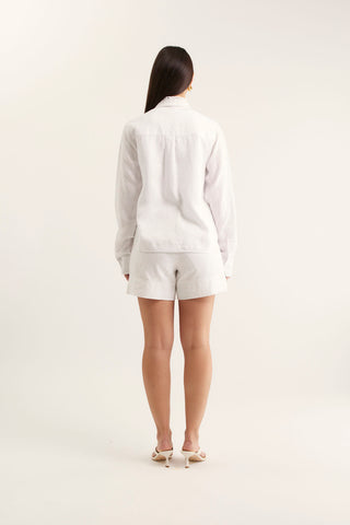 Lacey Linen Shirt In White