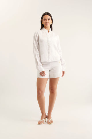 Lacey Linen Shirt In White
