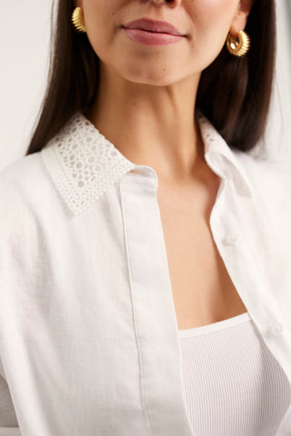 Lacey Linen Shirt In White