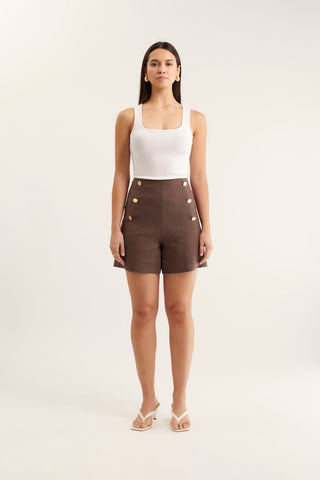 Atlas Linen Short In Choc
