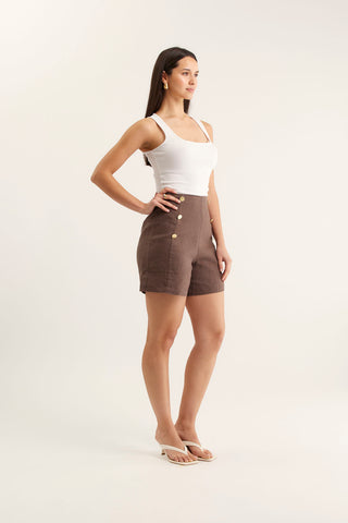 Atlas Linen Short In Choc