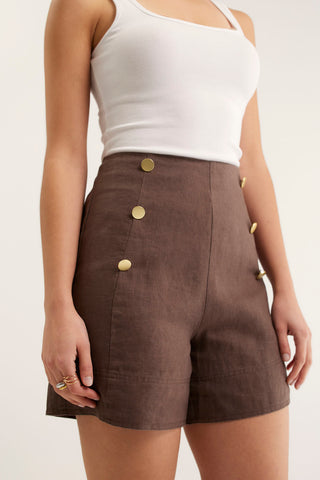 Atlas Linen Short In Choc