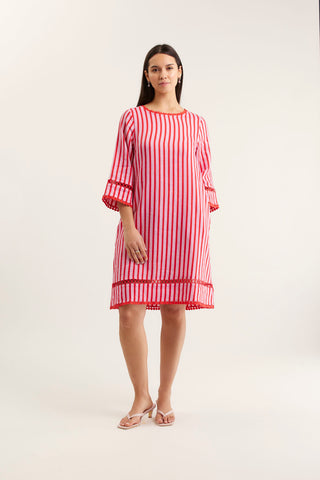 Claire Bretton Linen Dress In Pink/Red