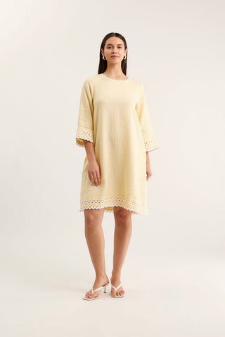 Claire Linen Dress In Lemon