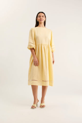 Bea Linen Dress In Lemon