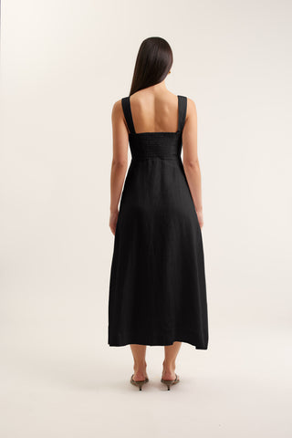 Simmie Linen Dress In Black