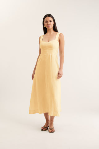 Simmie Linen Dress In Lemon