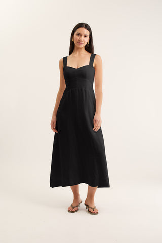 Simmie Linen Dress In Black