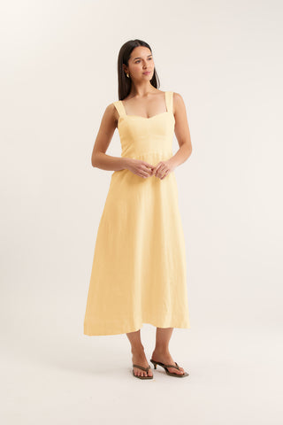 Simmie Linen Dress In Lemon