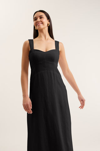Simmie Linen Dress In Black
