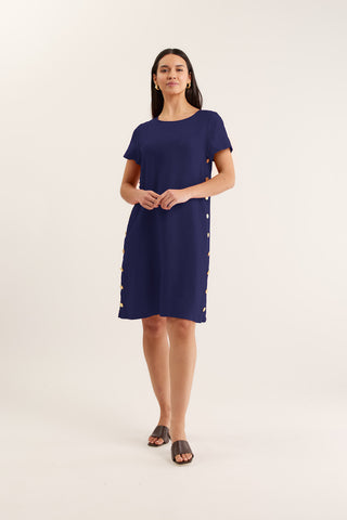 Lola Linen Dress In Navy