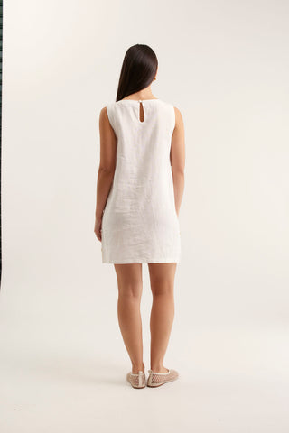 Lola Linen Dress In White
