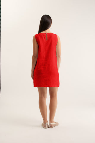 Lola Linen Dress In Red