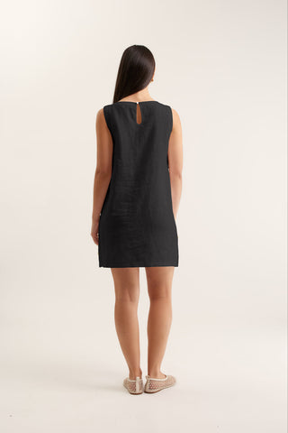 Lola Linen Dress In Black